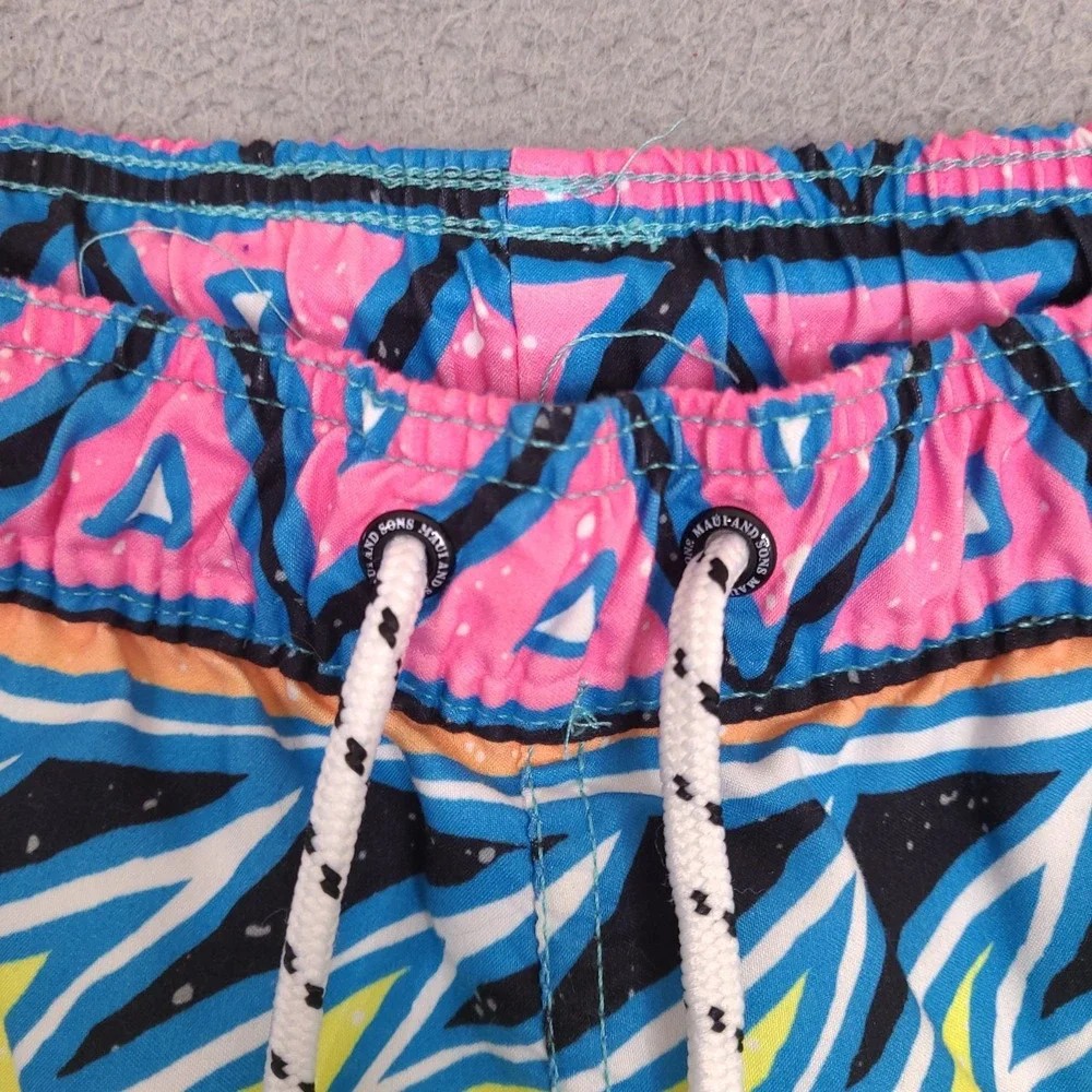 Maui And Sons Swim Trunks Men Medium Colorful Tribal Lined Bathing Suit 29 Waist